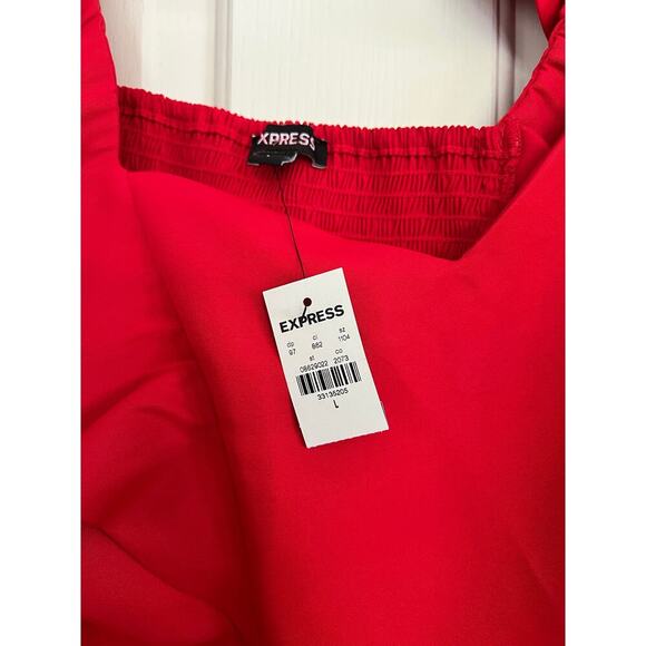 NWT Express Women's Red Flutter Sleeve Sweetheart Neck Peplum Top Size Large - Picture 6 of 7